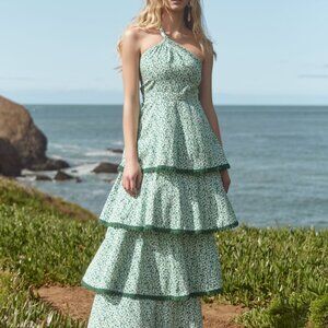 Emma Tiered Dress - Ivory/Grassy Knoll Ditsy Floral